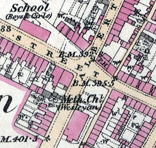 Albert Road chapel on a map of 1880
